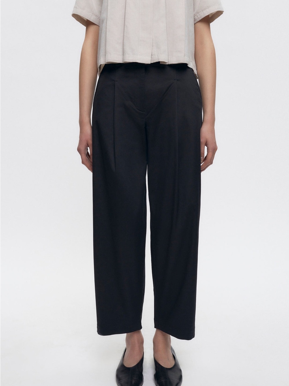 KOTN Black High-Rise Wide-Leg Trousers